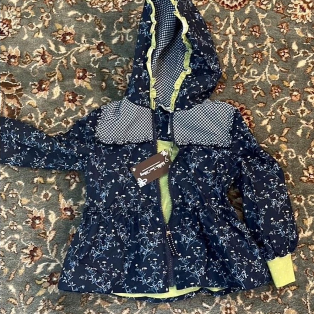 Matilda Jane Navy and Lime Floral Raincoat. Matilda Jane jacket size 4 NWT